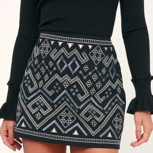 Lulus Embroidered Black Mini Skirt